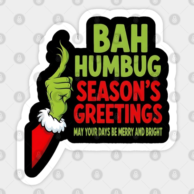 Bah Humbug Season's Greetings Sticker by UrbanLifeApparel